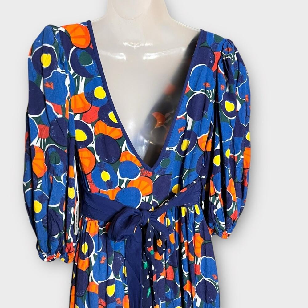 NWT STAUD Affogato Maxi Dress Colorful Patchwork Puff Sleeve Size 4 - Picture 5 of 12